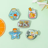 Pines de gato de botella a la deriva de dibujos animados